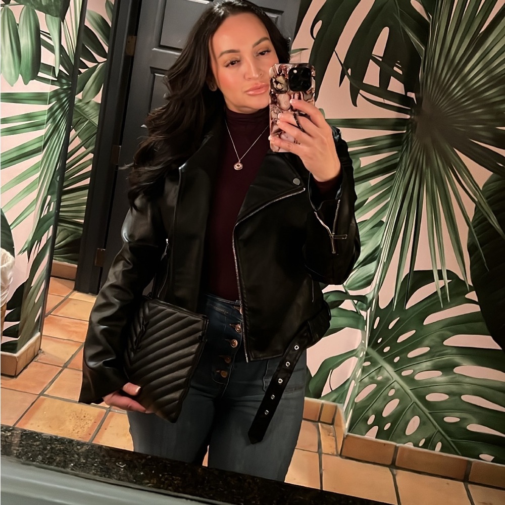 FASHION NOVA black vegan leather jacket MEDIUM